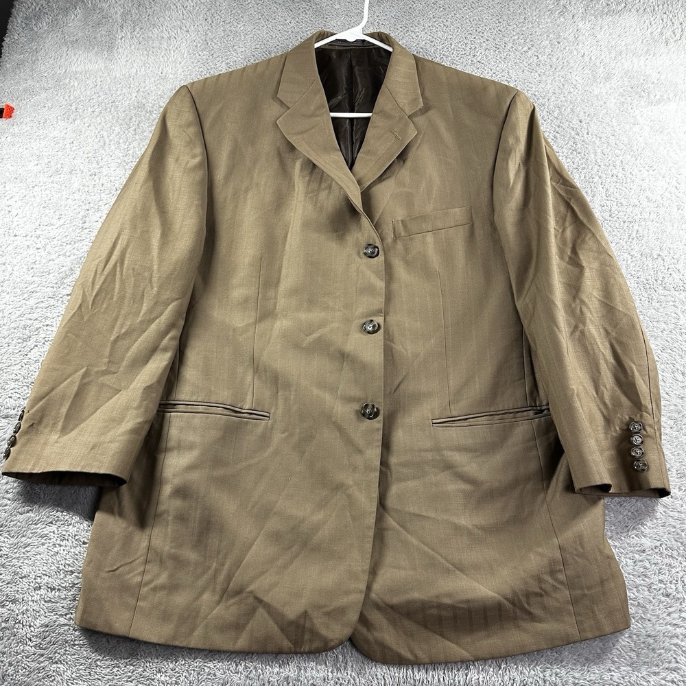 Angelo Rossi Suit Jacket Blazer Mens 48R Brown Taupe Beige Sport Coat Rayon